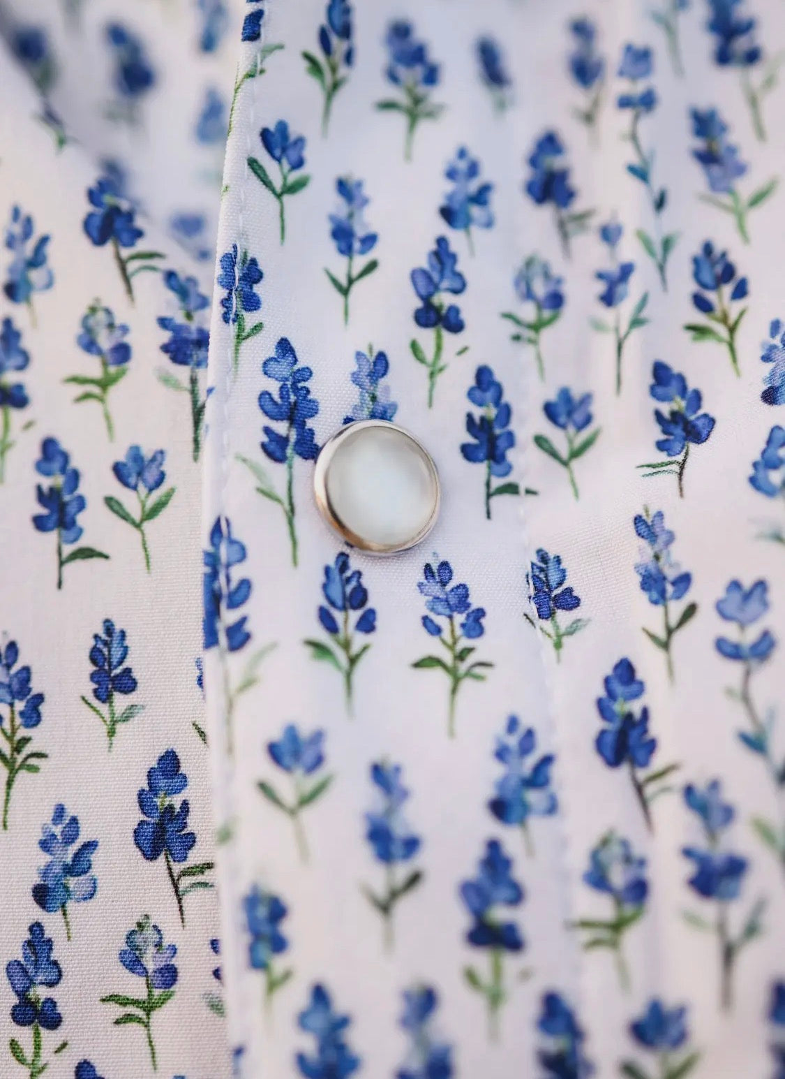 Blue Bonnet Pearl Snap Fishing Shirt