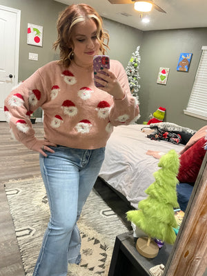 Holly Jolly Santa Print Pullover