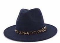 Navy w/leopard fedora hat