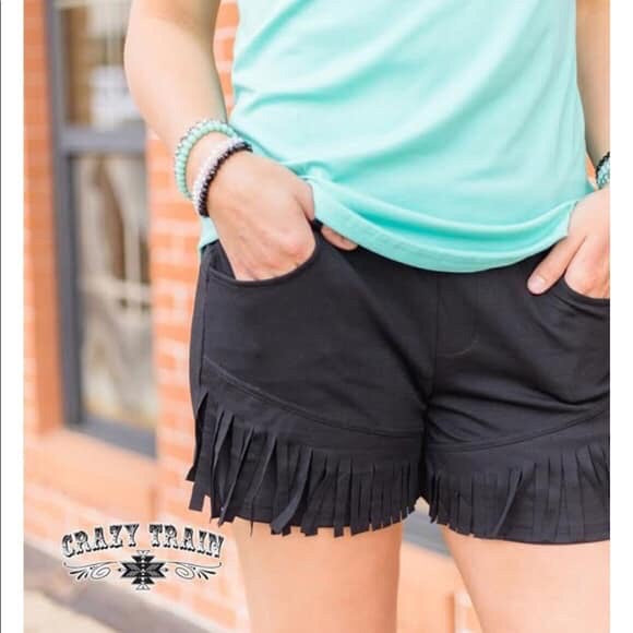 Black Fringe Shorts