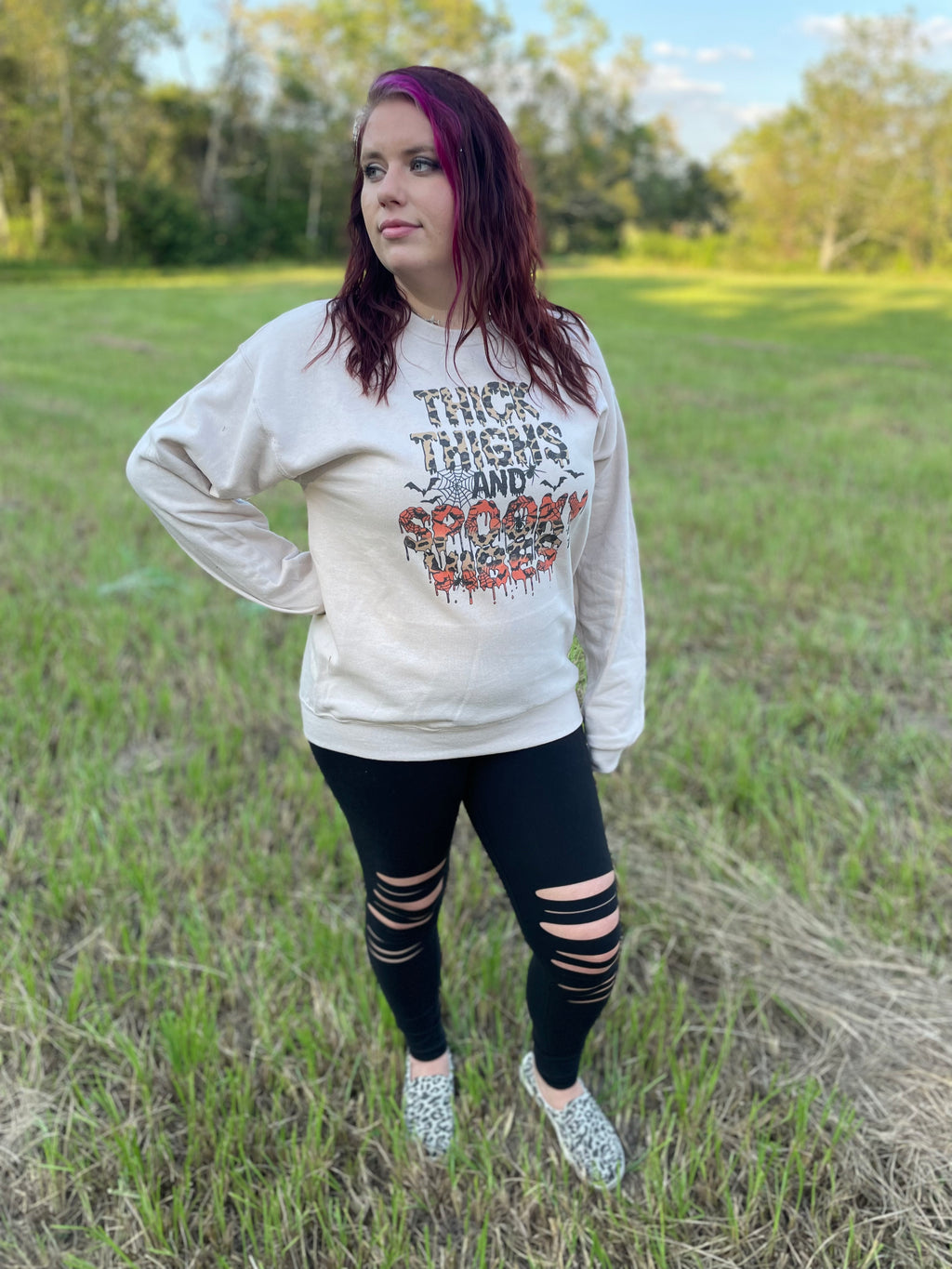 Thick Thighs & Spooky Vibes Sweatshirt