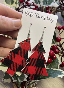 Christmas Tree Plaid Earrings