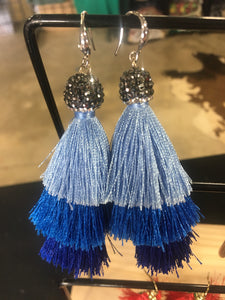 Blue Tassle earrings